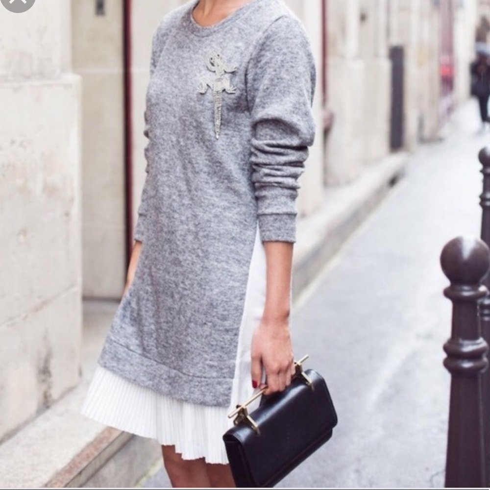 Pleated sweater dress